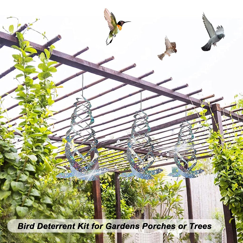 Optifit 3Pcs 40cm Bird Repellent for Balcony, Silver Reflective Spiral Disk Pigeon Scarer, Ornamental Spiral Deterrent Control Device for Roof Edge, Fence Optifit 3Pcs 40cm Bird Repellent for Balcony, Silver Reflective Spiral Disk Pigeon Scarer, Ornamental Spiral Deterrent Control Device for Roof Edge, Fence